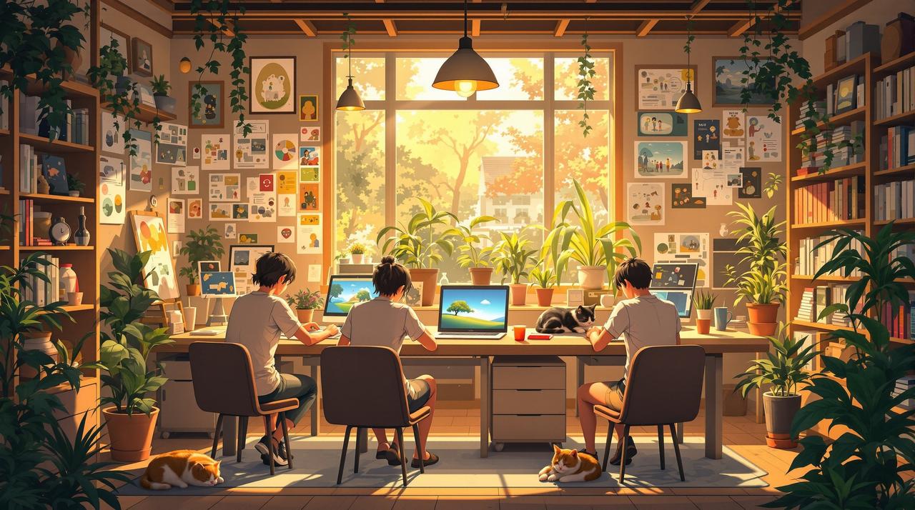 触手动漫品牌故事 触手动漫团队在温暖的工作室中共同创作,用热爱传递每一帧感动
